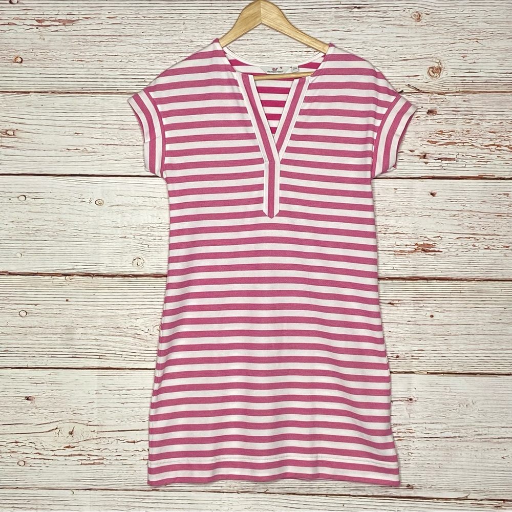 Vineyard Vines Knit Stripe Swing Dress In Pink and White Sz XXS - Picture 2 of 15